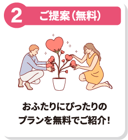 理想の結婚式をご提案 式場や⽇程、予算などをもとにおふたりにぴったりのプランを無料でご紹介！